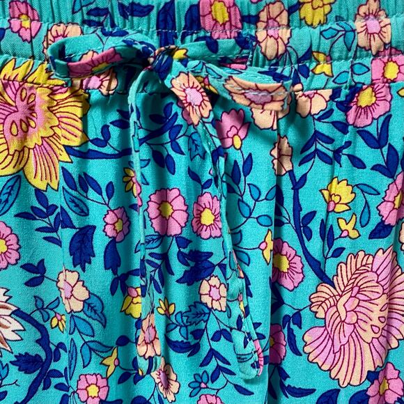 Hibluco Tiered Maxi Skirt Womens XL Blue Floral Boho Romantic Feminine Cottage - Picture 7 of 11